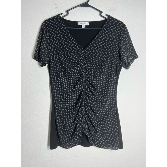Nine West Polka Dot Short Sleeve Top Size S - Picture 1 of 8